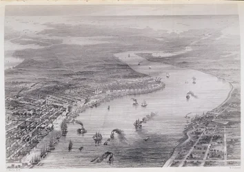 Nowy Orlean z lotu ptaka, z „Historii Stanów Zjednoczonych”, tom. II, Charles Mackay, ryty W. Ridgeway, c.1830