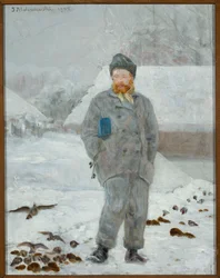 Portret Adolfa Dygasińskiego z ptakami