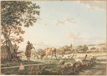 Pejzaż pasterski z wsią, 1799.