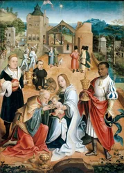 Adoracja Trzech Króli (Panel Centralny Tryptyku) - Peinture de Jacob Claesz. van Utrecht (ok. 1480-ok. 1530)