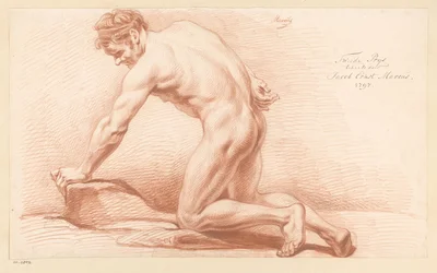 Klęczący akt męski, widok z boku (II nagroda 1797)