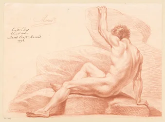 Siedzący mężczyzna nago, widok z boku (1 nagroda 1798)
