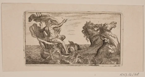 Neptun. Ilustracja do Jacoba Fosie, „Skóra-Klude [...] lub próbki na płaszcze, piaskowanie, grunty, igły, wodę do wytrawiania, czernie, chusteczki, lakiery i odbitki od roku 1741 do roku 1743”