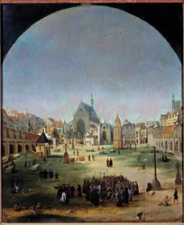 Cmentarz Niewiniątek i jego zbiorowy grób za panowania Franciszka I Obraz Jakoba Grimera (1526-ok. 1589)