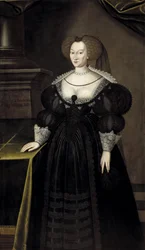 Marie Eleonore de Brandebourg, reine consort de Suede et de Finlande - Portret księżnej Marii Eleonory Brandenburgii (1599-1655), królowej Szwecji, autorstwa Elbfas, Jacoba Heinricha (ok. 1600-1664). Olej na płótnie. Wymiar: 174x102 cm. Muzeum Narodowe w S