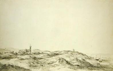 The Dunes at Wijk aan Zee (czarna kreda i szary tusz na papierze)