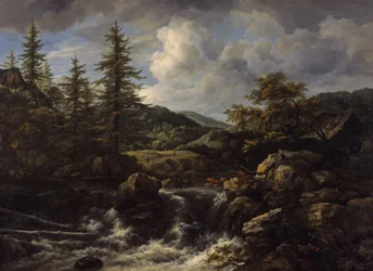 Leśny krajobraz z wodospadem, ok. 1665-1670