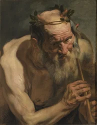 Stary satyr trzymający flet, ok. 1620
