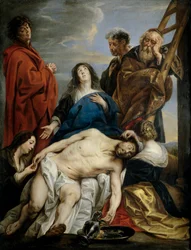 ""Pieta"" Obraz Jacoba Jordaensa (1593-1678) - 1650-1660 - Olej na płótnie Wymiary 221x169 cm Museo del Prado, Madryt