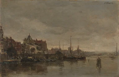 Schreierstoren z mostem nad Gelderse Kade w Amsterdamie