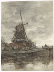 Wiatrak i most w Noord-West-Buitensingel w Hadze