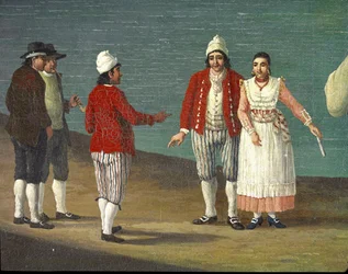 Ludzie z Gallipoli, Apulia, Włochy. Jacob Philipp Hackert, zwany Hackert d