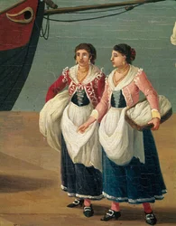 Dwie młode dziewczyny z Monopoli, Apulia, Włochy (dziewczyny z Monopoli). Jacob Philipp Hackert, zwany Hackert d