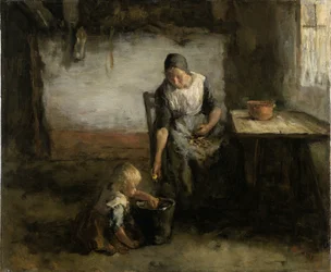Kobieta obierająca ziemniaki