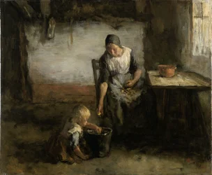 Kobieta obierająca ziemniaki