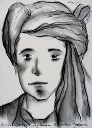 Durabali, 18 lat Young, Bamyan, Afganistan, 2002 (węgiel na papierze)