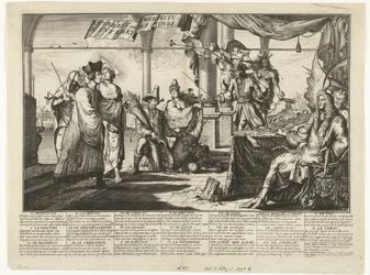 Karykatura prawnika czerpiącego korzyści z kłótni człowieka, 1687 r. Interest des
