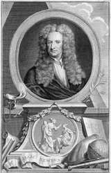 Isaac Newton 1642-1727, angielski matematyk, astronom i fizyk, 1738