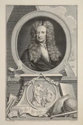 Portret Isaaca Newtona, ilustracja z „Heads of Illustrious Persons of Great Britain”, wyd. autor: Knapton, Londyn 1742