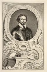 Portret Thomasa Wentwortha, hrabiego Stratford, ilustracja z „Heads of Illustrious Persons of Great Britain”, wyd. autor: Knapton, Londyn 1742