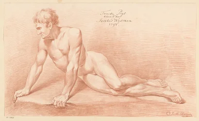 Akt męski w pozycji siedzącej, widziany z przodu (II nagroda 1798)