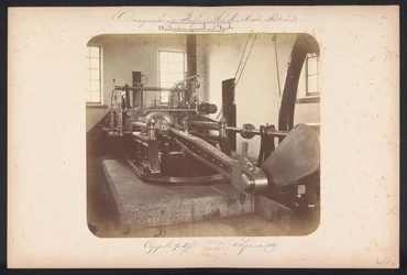 Poniżej przepompownia pary z Vijzels / Capelle aan den IJssel 4 września 1869 (tytuł na obiekcie) Odzyskiwanie jezior w Schieland na wschód od Rotterdamu (tytuł serii na obiekcie)