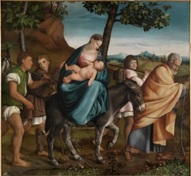 Ucieczka do Egiptu - Obraz Jacopo Bassano (lub da Ponte) Il Vecchio (Starszy) (1510-1592), olej na drewnie