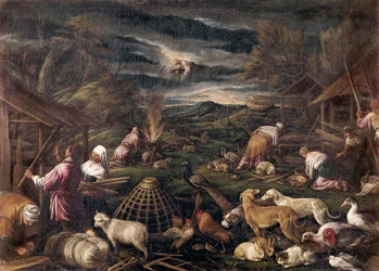 Noe po potopie. Obraz Jacopo da Ponte, zwany Jacopo Bassano (1515-1592)