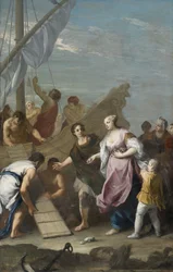 Guerre de Troie : ""Enlevement d"Helene"" - Zaokrętowanie Heleny z Troi par Amigoni, Jacopo