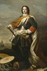 Piotr I Wielki, car Rosji - Portret cesarza Piotra I Wielkiego (1672-1725), autorstwa Jacopa Amigoniego (1675-1752). Wymiary: 210 x 139 cm. Nationalmuseum Stockholm