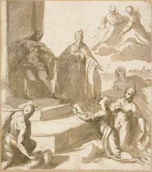 Studia dla Wenecji odbiera hołd i prezenty od Brescii, Udine, Padwy i Werony, z prezentacją Doge Francesco Venier