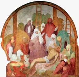 Pasja Chrystusa: „”Osadzanie”” Fresk Jacopo (Iacopo) Carrucci dit il Pontormo (Pontormo) (1494-1556) 1523-1525 niedziela 300x290 cm Florencja, Certosa del Galluzzo