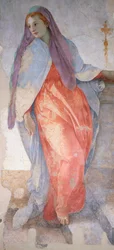 Zwiastowanie autorstwa Giacoma Carucciego, znanego jako Pontormo (1494-1557), fresk, detal, kaplica Capponich, kościół Santa Felicita, Florencja