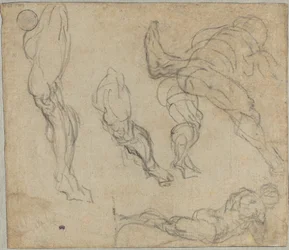 Figury i Nogi, 1575-80 (czarna kreda na papierze wykładanym)