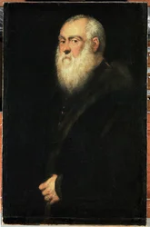 Portret starszego mężczyzny z białą brodą (olej na płótnie)