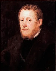 Portret mężczyzny z rudymi włosami Obraz Jacopo Robustiego dit Tintoretto (Tintoret) (1518-1594) XVI w. Wym. 52x43 cm Florencja, Galleria degli Uffizi (Biura)