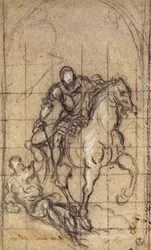Studium do San Martino autorstwa Jacopo Robustiego znanego jako Tintoretto (1519-1594), rysunek
