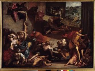 Rzeź niewiniątek. Obraz Jacopa Robusti, zwanego Tintoretto lub Il Tintoretto (1518-1594), XVI wiek. 1,34 x 1,86 m. Rennes, Muzeum Sztuk Pięknych