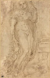 Alegoryczna postać z kotem i świnią, ok. 1530 (rysunek piórkiem i tuszem)