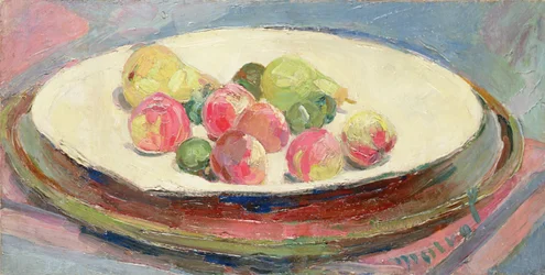 Martwa natura z brzoskwiniami i gruszkami (olej na płótnie)