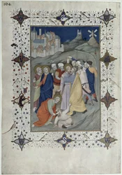 MS 11060-11061 Godziny Krzyża: Jutrznia i Laudes, Zdrada Judasza, z „Tres Riches Heures du Duc de Berry”