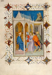 MS 11060-11061 Godziny Krzyża: Prime, Chrystus przed Piłatem, z „Tres Riches Heures du Duc de Berry”