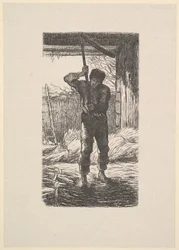 Człowiek młócący pszenicę, 1853.
