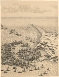 Fragment obrazu „Oblężenie cytadeli św. Marcina na wyspie Île de Ré”