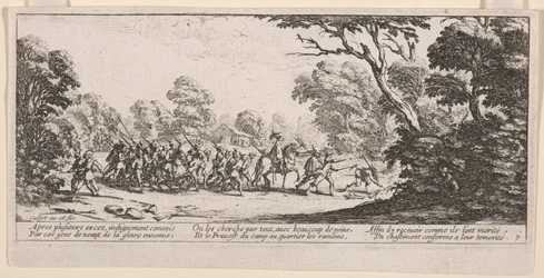 Odkrycie złoczyńców, ilustracja z książki The Great Miseries of War