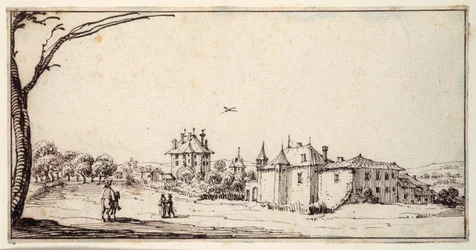 La Vieille et la Neuve Malgrange (pióro i brązowy tusz na papierze)