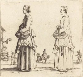 Chłopka z koszem, z profilu, zwrócona w lewo, 1617 i 1621.