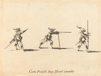 Zajęcie pozycji strzeleckiej z muszkietem, 16341635.