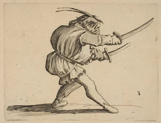 Pojedynek aux Deux Sabres Pojedynek z dwiema szablami, z Varie Figure Gobbi, s..., 1616-22.