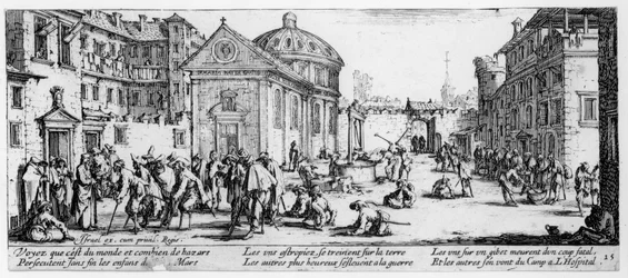 Szpital, tablica 15 z Nieszczęścia i nieszczęścia wojny, ryty przez Israela Henrieta (ok. 1590-1661) 1633